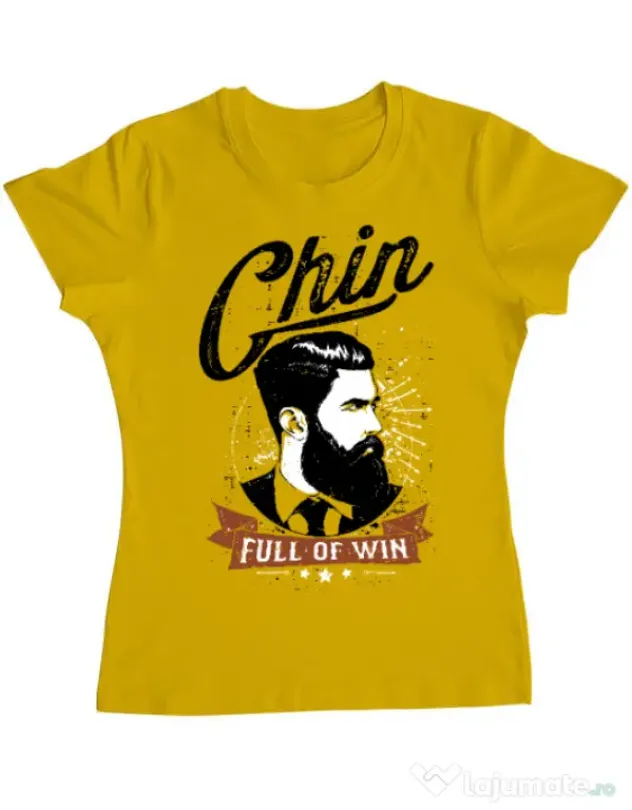Tricou ADLER dama Chin full of win Galben