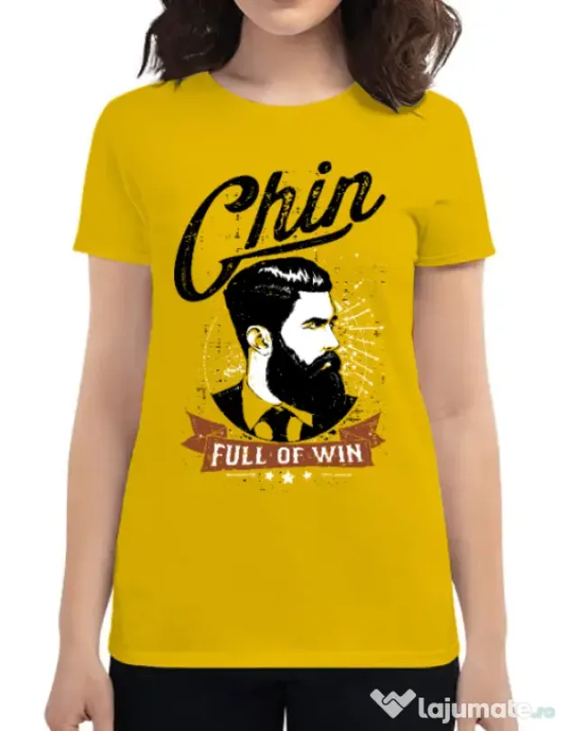 Tricou ADLER dama Chin full of win Galben