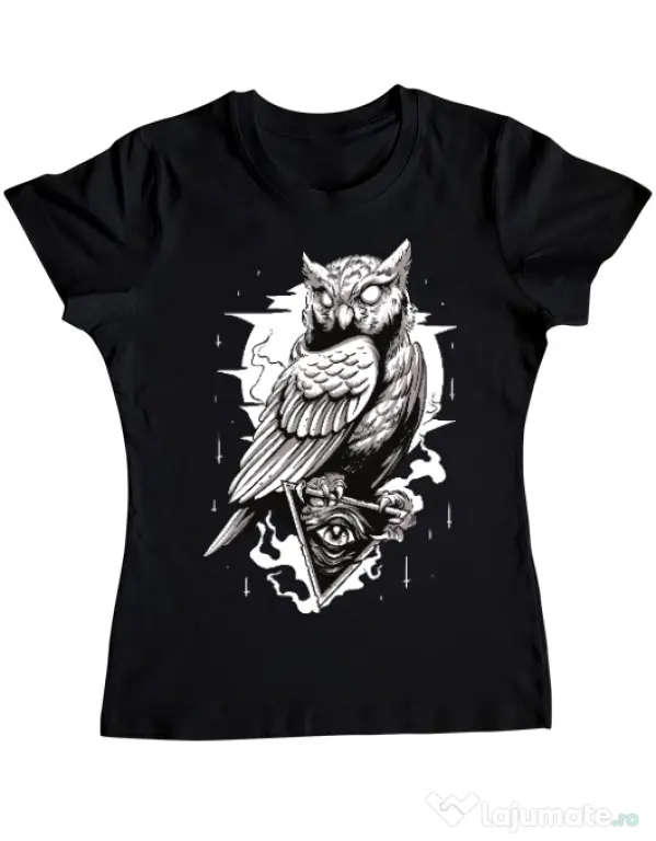 Tricou ADLER dama Owl Negru
