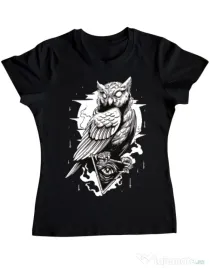 Tricou ADLER dama Owl Negru