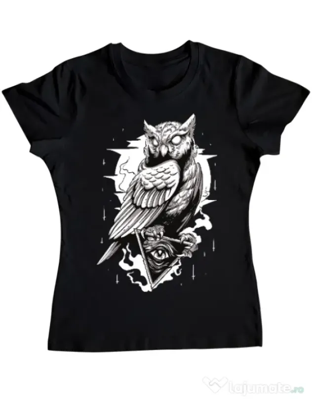 Tricou ADLER dama Owl Negru