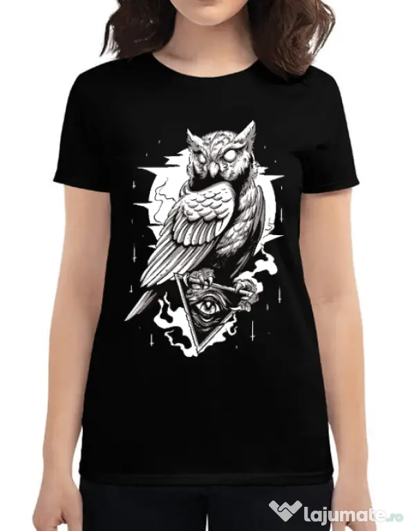 Tricou ADLER dama Owl Negru