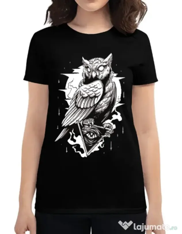 Tricou ADLER dama Owl Negru