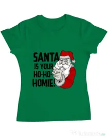 Tricou ADLER dama Santa is your homie Verde mediu