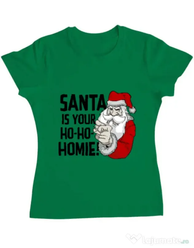 Tricou ADLER dama Santa is your homie Verde mediu