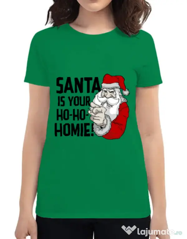 Tricou ADLER dama Santa is your homie Verde mediu