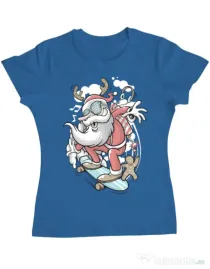 Tricou ADLER dama Skater Santa Albastru azuriu
