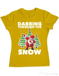 Tricou ADLER dama Dabbing Santa Galben