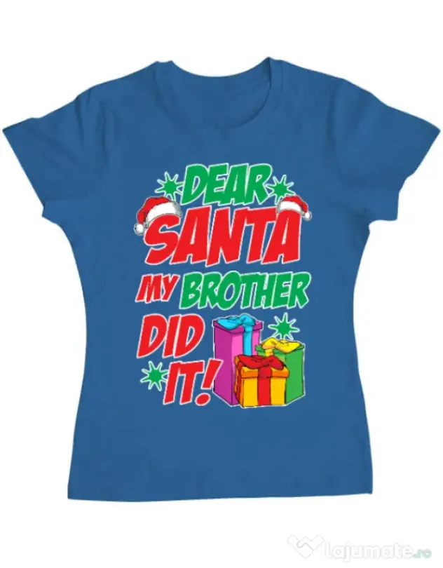 Tricou ADLER dama My brother did it Albastru azuriu