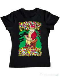 Tricou ADLER dama Naughty Santa Negru