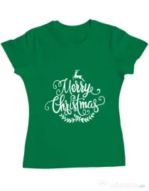 Tricou ADLER dama Merry Christmas Verde mediu