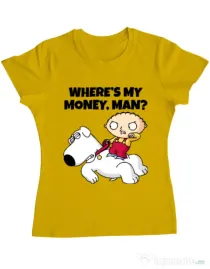 Tricou ADLER dama Where s my money Galben