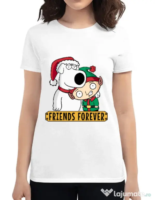 Tricou ADLER dama Friends forever Alb