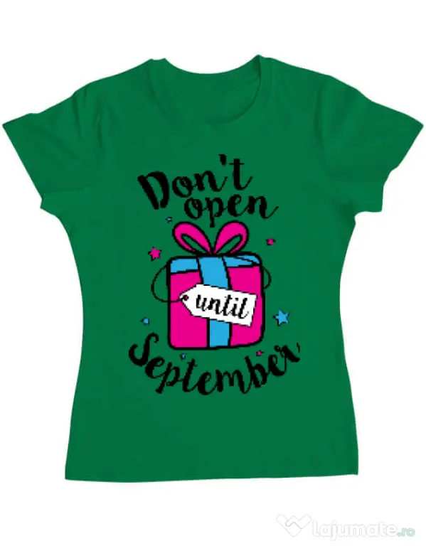 Tricou ADLER dama Dont open until September Verde mediu