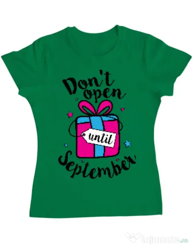 Tricou ADLER dama Dont open until September Verde mediu