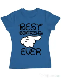 Tricou ADLER dama Best boyfriend ever Albastru azuriu