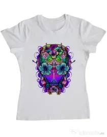 Tricou ADLER dama Flower helmet Alb