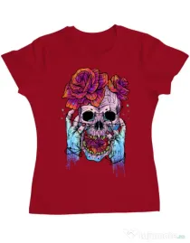 Tricou ADLER dama Hand skull Rosu