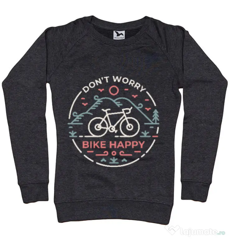 Bluza ADLER dama Don't worry bike happy Negru melanj
