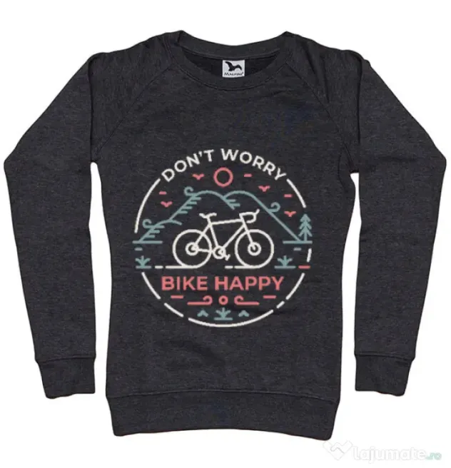 Bluza ADLER dama Don't worry bike happy Negru melanj