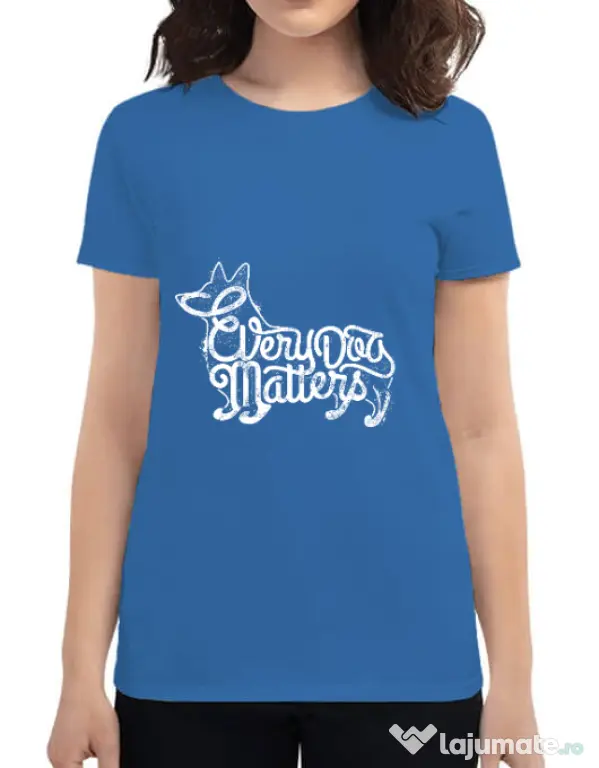 Tricou ADLER dama Every dog matters Albastru azuriu