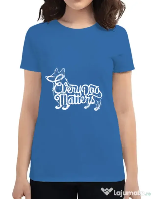 Tricou ADLER dama Every dog matters Albastru azuriu