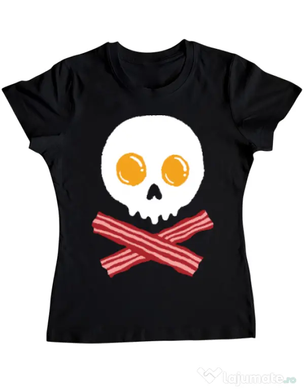 Tricou ADLER dama Breakfast skull Negru