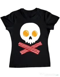 Tricou ADLER dama Breakfast skull Negru