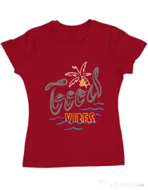 Tricou ADLER dama Cool vibes typo Rosu