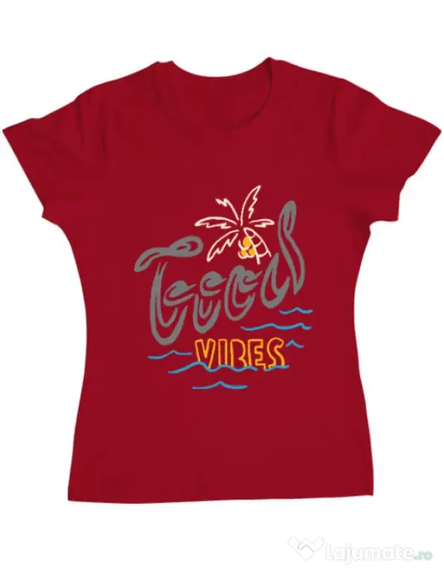 Tricou ADLER dama Cool vibes typo Rosu