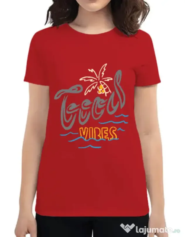 Tricou ADLER dama Cool vibes typo Rosu