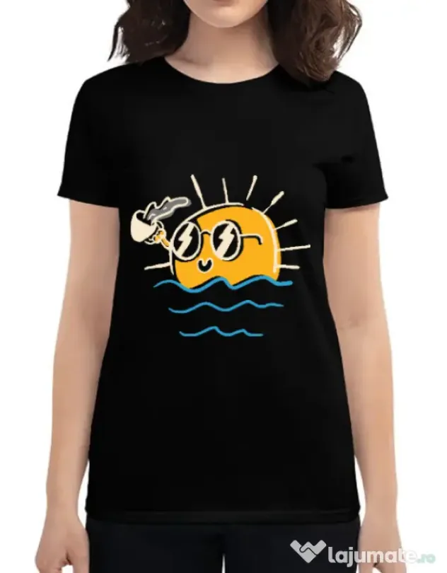 Tricou ADLER dama Morning and coffee Negru