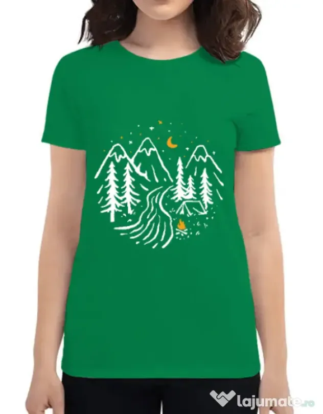 Tricou ADLER dama Night camping Verde mediu