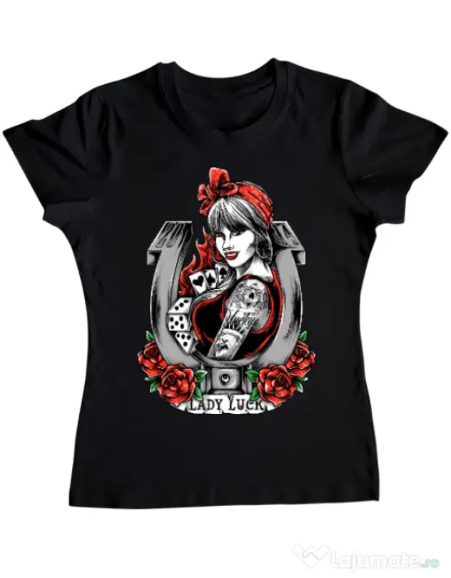 Tricou ADLER dama Lady luck Negru
