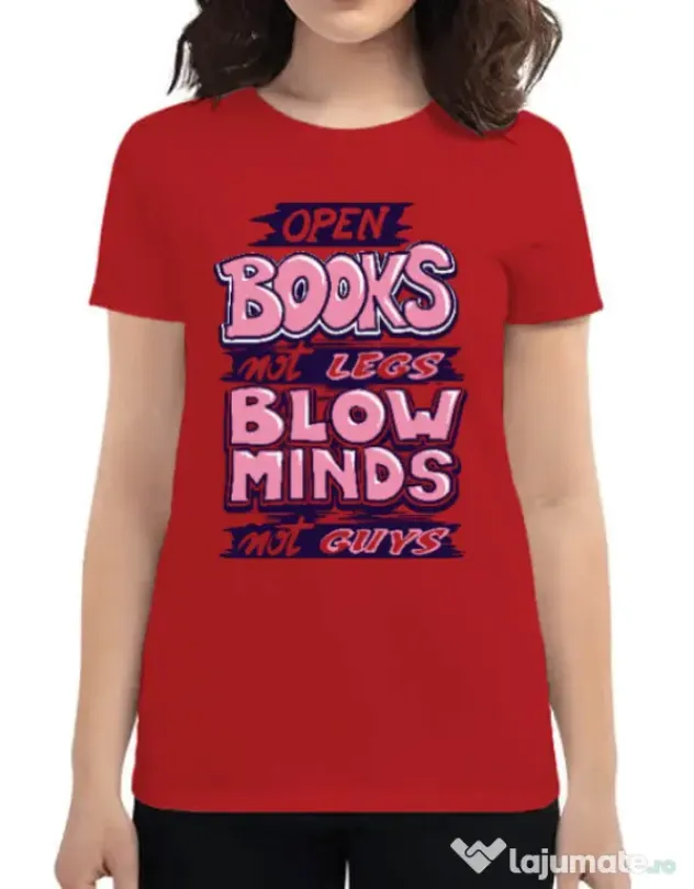 Tricou ADLER dama Open books Rosu