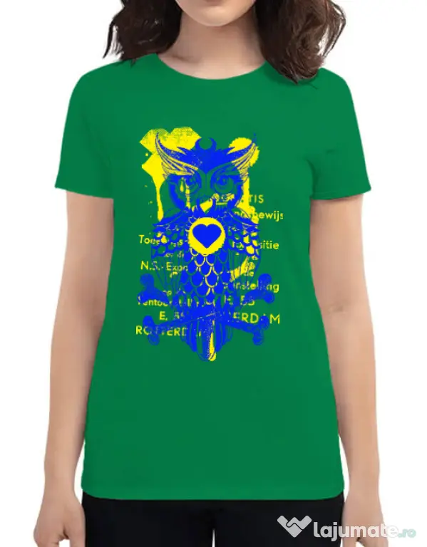 Tricou ADLER dama Owl Verde mediu