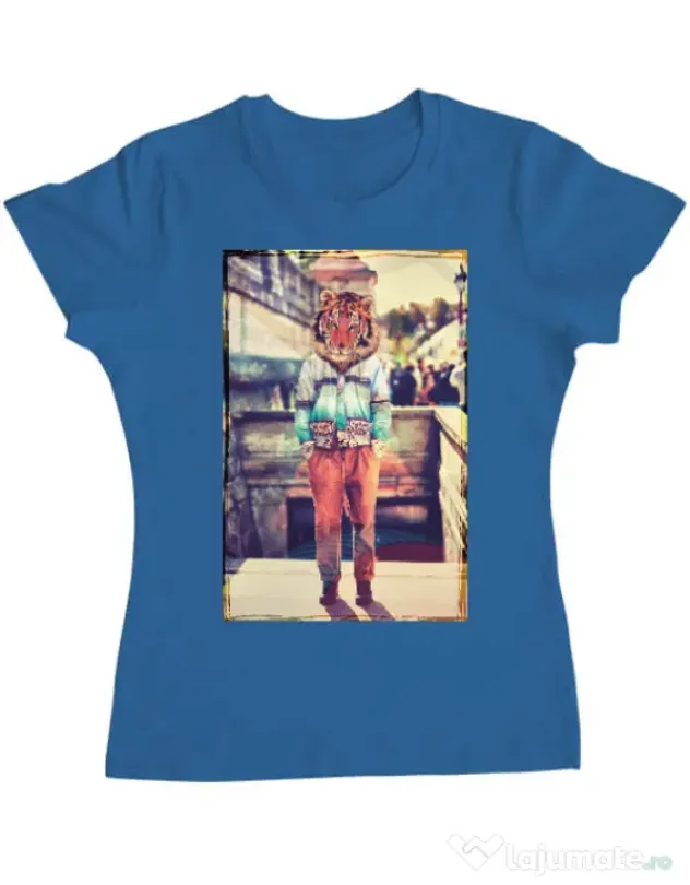 Tricou ADLER dama Tiger head Albastru azuriu