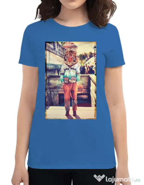 Tricou ADLER dama Tiger head Albastru azuriu