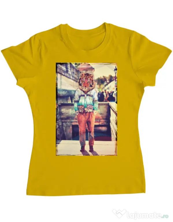 Tricou ADLER dama Tiger head Galben