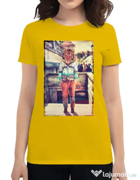 Tricou ADLER dama Tiger head Galben