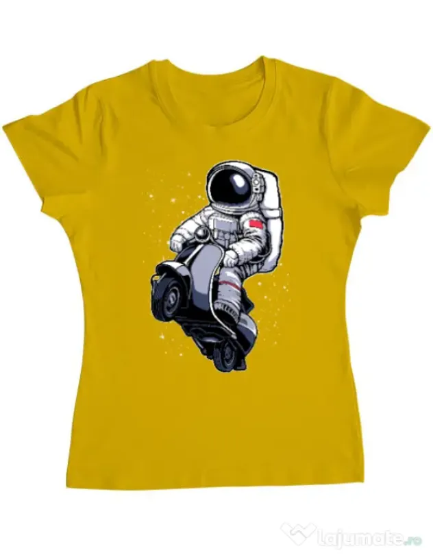 Tricou ADLER dama Astronaut scooter Galben
