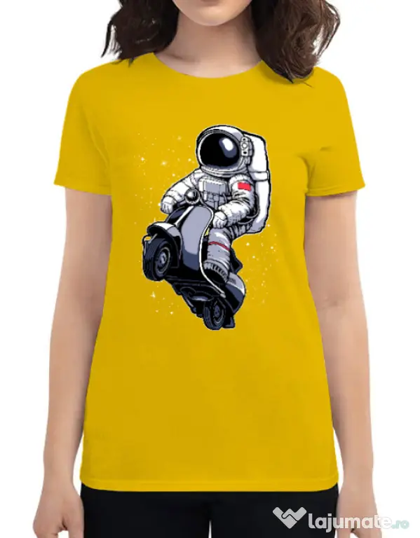 Tricou ADLER dama Astronaut scooter Galben