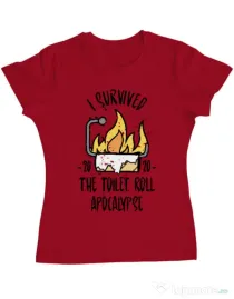 Tricou ADLER dama Toilet roll apocalypse Rosu