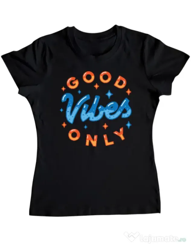 Tricou ADLER dama Good vibes only Negru