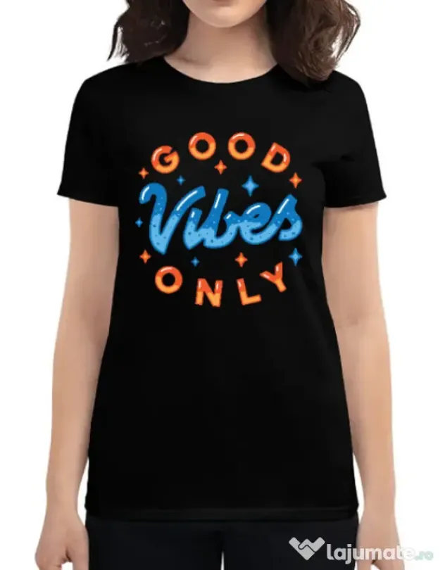 Tricou ADLER dama Good vibes only Negru