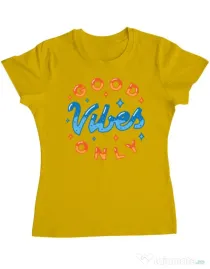 Tricou ADLER dama Good vibes only Galben