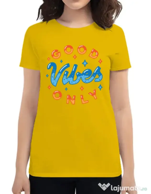 Tricou ADLER dama Good vibes only Galben