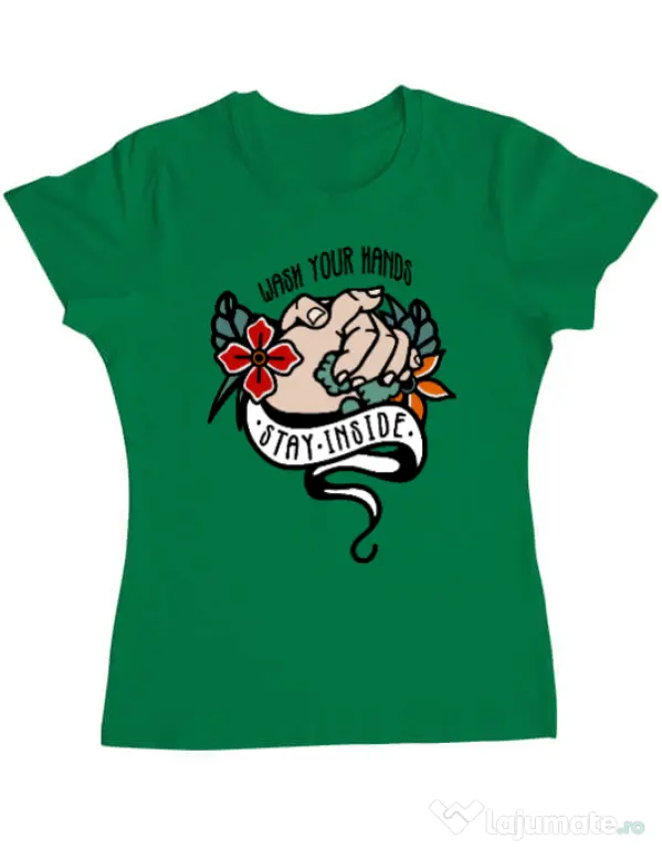 Tricou ADLER dama Wash your hands Verde mediu