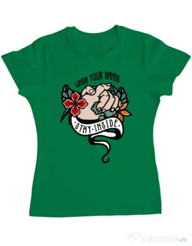 Tricou ADLER dama Wash your hands Verde mediu