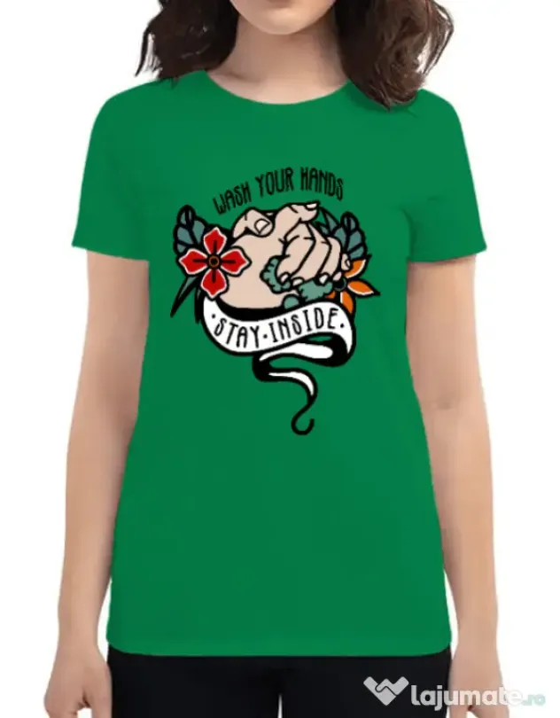 Tricou ADLER dama Wash your hands Verde mediu